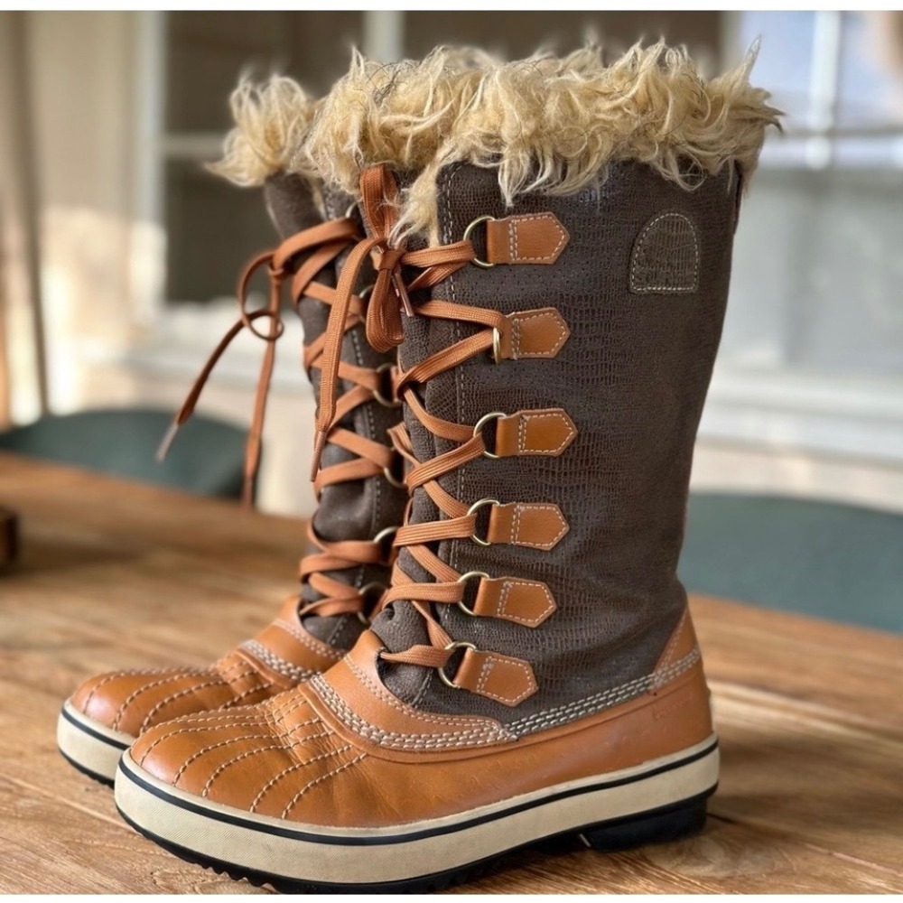 Sorel Tofino Brown Tan Faux Fur Waterproof Winter Snow Boot LL1863-316 Women 9.5